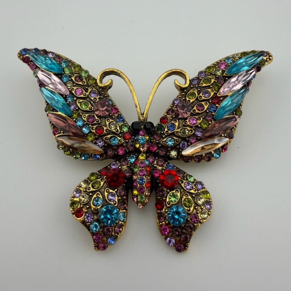 Multicolor Butterfly Brooch Rhinestone Crystal Vintage Style